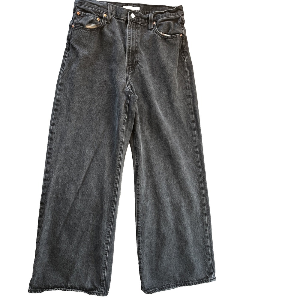 Levis Premium Wide Leg Jeans Women's 32x30 Black Ribcage Bell High Rise